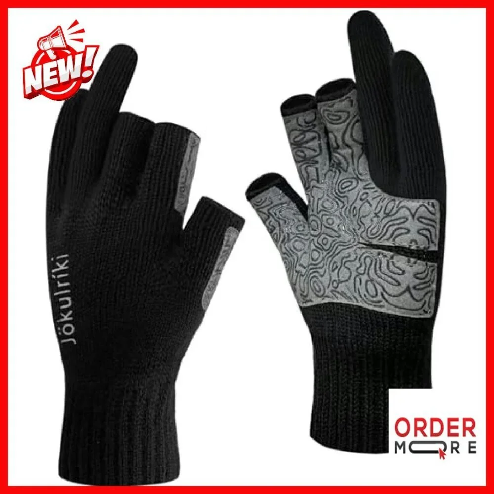 Merino Wool Fingerless Gloves 3-Cut Design Cold Weather Outdoor